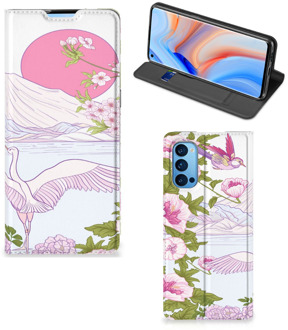 B2Ctelecom Book Style Case OPPO Reno4 Pro 5G Smartphone Hoesje Bird Standing