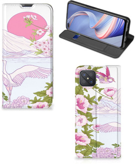 B2Ctelecom Book Style Case OPPO Reno4 Z 5G Smartphone Hoesje Bird Standing