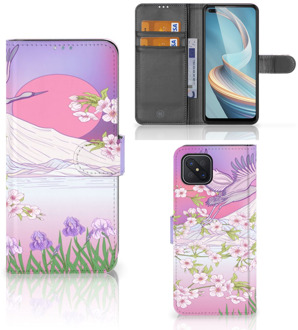 B2Ctelecom Book Style Case OPPO Reno4 Z Smartphone Hoesje Cadeautjes voor Vrouwen Bird Flying