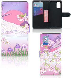 B2Ctelecom Book Style Case Samsung Galaxy A02s Flip Cover Samsung M02s Smartphone Hoesje Cadeautjes voor Vrouwen Bird Flying