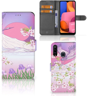 B2Ctelecom Book Style Case Samsung Galaxy A20s Smartphone Hoesje Cadeautjes voor Vrouwen Bird Flying