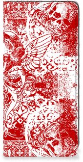 B2Ctelecom Book Style Case Samsung Galaxy A21s Smart Cover Angel Skull Red