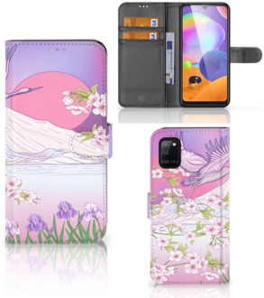 B2Ctelecom Book Style Case Samsung Galaxy A31 Smartphone Hoesje Cadeautjes voor Vrouwen Bird Flying