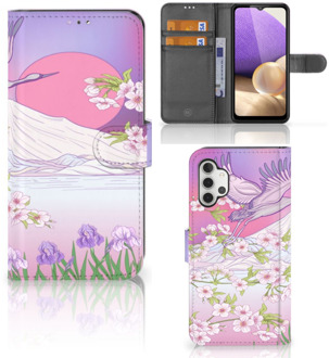 B2Ctelecom Book Style Case Samsung Galaxy A32 4G Smartphone Hoesje Cadeautjes voor Vrouwen Bird Flying