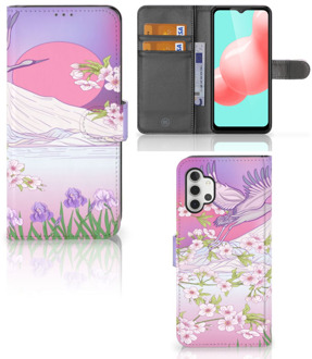 B2Ctelecom Book Style Case Samsung Galaxy A32 5G Smartphone Hoesje Cadeautjes voor Vrouwen Bird Flying