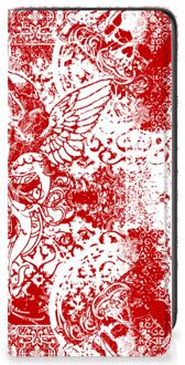 B2Ctelecom Book Style Case Samsung Galaxy A41 Smart Cover Angel Skull Red