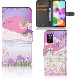 B2Ctelecom Book Style Case Samsung Galaxy A41 Smartphone Hoesje Cadeautjes voor Vrouwen Bird Flying