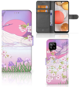 B2Ctelecom Book Style Case Samsung Galaxy A42 5G Smartphone Hoesje Cadeautjes voor Vrouwen Bird Flying