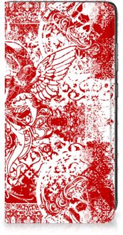 B2Ctelecom Book Style Case Samsung Galaxy A52 Smart Cover Angel Skull Red