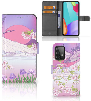 B2Ctelecom Book Style Case Samsung Galaxy A52 Smartphone Hoesje Cadeautjes voor Vrouwen Bird Flying