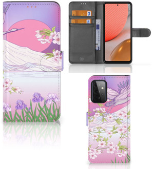 B2Ctelecom Book Style Case Samsung Galaxy A72 Smartphone Hoesje Cadeautjes voor Vrouwen Bird Flying