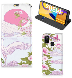 B2Ctelecom Book Style Case Samsung Galaxy M21 Smartphone Hoesje Bird Standing