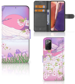 B2Ctelecom Book Style Case Samsung Galaxy Note 20 Smartphone Hoesje Cadeautjes voor Vrouwen Bird Flying