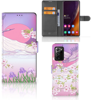 B2Ctelecom Book Style Case Samsung Galaxy Note20 Ultra Smartphone Hoesje Cadeautjes voor Vrouwen Bird Flying