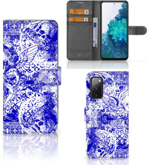 B2Ctelecom Book Style Case Samsung Galaxy S20FE Smartphone Hoesje Angel Skull Blue