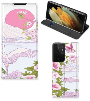 B2Ctelecom Book Style Case Samsung Galaxy S21 Ultra Smartphone Hoesje Bird Standing