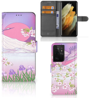 B2Ctelecom Book Style Case Samsung Galaxy S21 Ultra Smartphone Hoesje Cadeautjes voor Vrouwen Bird Flying