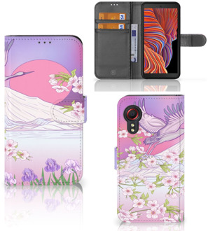 B2Ctelecom Book Style Case Samsung Galaxy Xcover 5 Smartphone Hoesje Cadeautjes voor Vrouwen Bird Flying