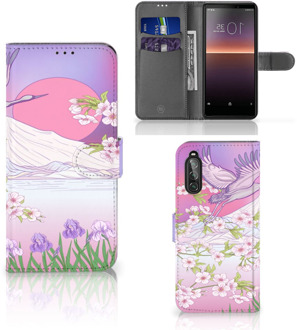 B2Ctelecom Book Style Case Sony Xperia 10 II Smartphone Hoesje Cadeautjes voor Vrouwen Bird Flying