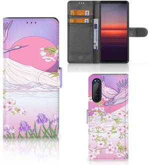 B2Ctelecom Book Style Case Sony Xperia 5II Smartphone Hoesje Cadeautjes voor Vrouwen Bird Flying