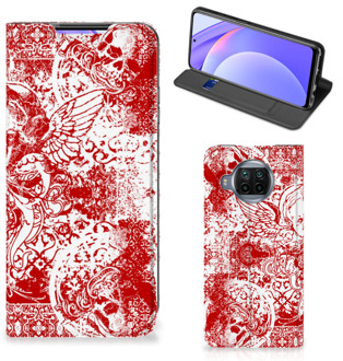 B2Ctelecom Book Style Case Xiaomi Mi 10T Lite Smart Cover Angel Skull Red