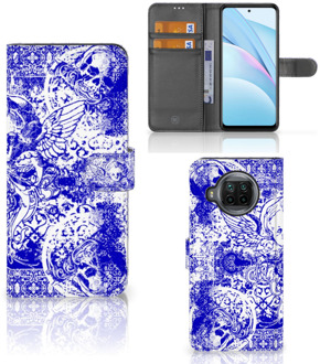 B2Ctelecom Book Style Case Xiaomi Mi 10T Lite Smartphone Hoesje Angel Skull Blue