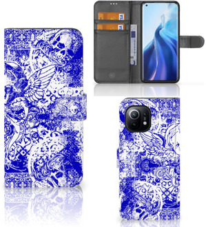 B2Ctelecom Book Style Case Xiaomi Mi 11 Smartphone Hoesje Angel Skull Blue