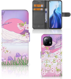 B2Ctelecom Book Style Case Xiaomi Mi 11 Smartphone Hoesje Cadeautjes voor Vrouwen Bird Flying