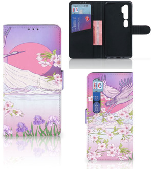 B2Ctelecom Book Style Case Xiaomi Mi Note 10 Pro Smartphone Hoesje Cadeautjes voor Vrouwen Bird Flying