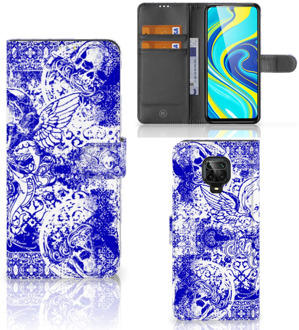 B2Ctelecom Book Style Case Xiaomi Redmi Note 9 Pro | Note 9S Smartphone Hoesje Angel Skull Blue