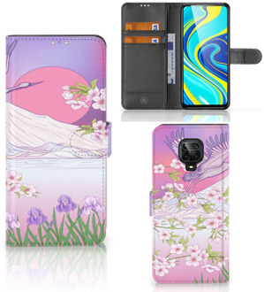 B2Ctelecom Book Style Case Xiaomi Redmi Note 9 Pro | Note 9S Smartphone Hoesje Cadeautjes voor Vrouwen Bird Flying