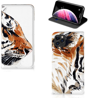 B2Ctelecom Bookcase Apple iPhone 11 Pro Max Watercolor Tiger