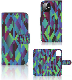 B2Ctelecom Bookcase Apple iPhone 12 Mini Hoesje Abstract Green Blue