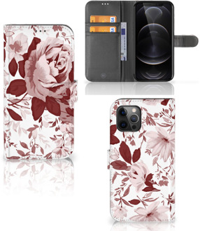 B2Ctelecom Bookcase Apple iPhone 12 Pro Max GSM Hoesje Watercolor Flowers