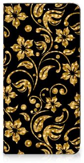 B2Ctelecom Bookcase Cadeau voor Oma Samsung Galaxy S20 FE Telefoonhoesje Gouden Bloemen