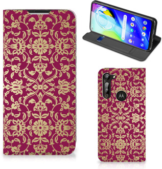 B2Ctelecom Bookcase Cadeautips Motorola Moto G8 Power Telefoonhoesje met foto Barok Pink