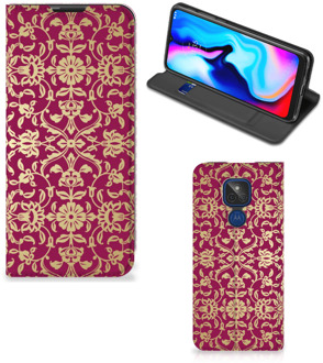 B2Ctelecom Bookcase Cadeautips Motorola Moto G9 Play Telefoonhoesje met foto Barok Pink