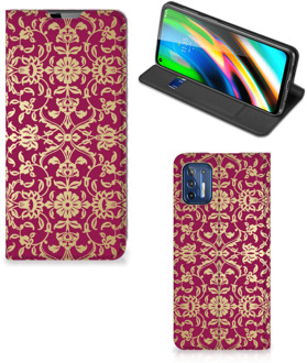 B2Ctelecom Bookcase Cadeautips Motorola Moto G9 Plus Telefoonhoesje met foto Barok Pink