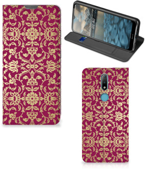 B2Ctelecom Bookcase Cadeautips Nokia 2.4 Telefoonhoesje met foto Barok Pink