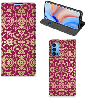 B2Ctelecom Bookcase Cadeautips OPPO Reno4 Pro 5G Telefoonhoesje met foto Barok Pink