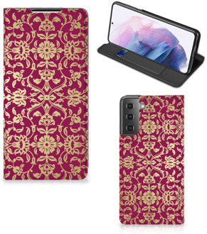 B2Ctelecom Bookcase Cadeautips Samsung Galaxy S21 Plus Telefoonhoesje met foto Barok Pink