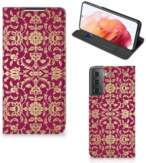 B2Ctelecom Bookcase Cadeautips Samsung Galaxy S21 Telefoonhoesje met foto Barok Pink