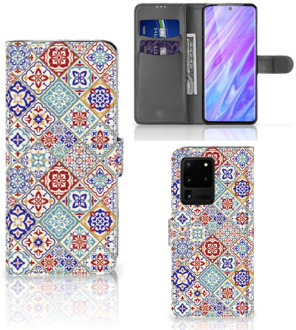 B2Ctelecom Bookcase Flip Case Samsung Galaxy S20 Ultra Hoesje Tiles Color