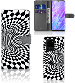 B2Ctelecom Bookcase Flip Case Samsung Galaxy S20 Ultra Hoesje Zwart-Wit Design Illusie