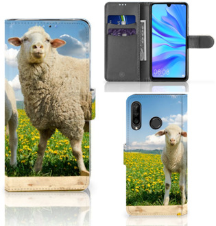 B2Ctelecom Bookcase Hoesje Huawei P30 Lite Schaap en Lammetje