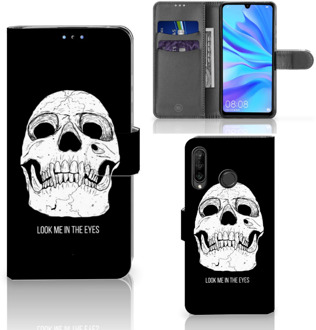 B2Ctelecom Bookcase Hoesje Huawei P30 Lite Skull Eyes