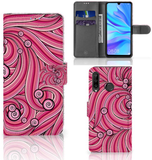 B2Ctelecom Bookcase Hoesje Huawei P30 Lite Swirl Pink