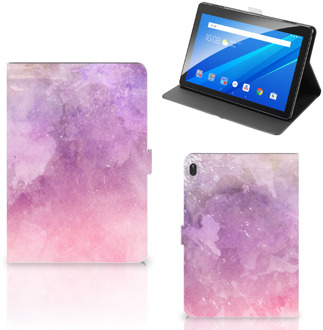 B2Ctelecom Bookcase Hoesje Lenovo Tab E10 Tablet Hoes met Magneetsluiting Pink Purple Paint