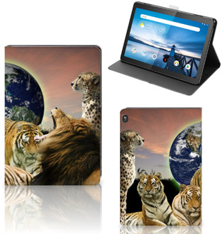 B2Ctelecom Bookcase Hoesje Lenovo Tablet M10 Hoes met Magneetsluiting Roofdieren