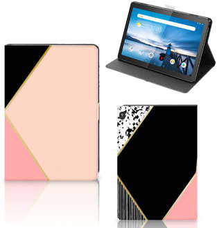 B2Ctelecom Bookcase Hoesje Lenovo Tablet M10 Tablet Hoes met Magneetsluiting Customize Black Pink Shapes